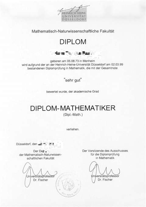 ѧƾDiploma from Dusseldorf University