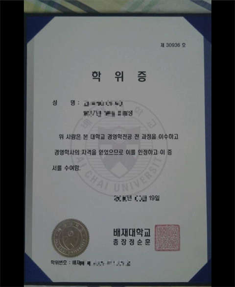 ŴѧƾDiploma from Peicai University in South K