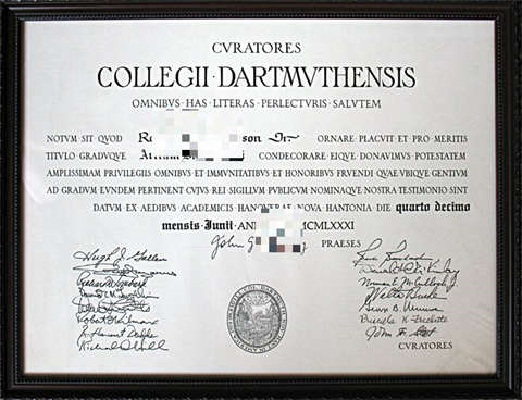 é˹ѧԺƾDiploma from Dartmouth College in the U