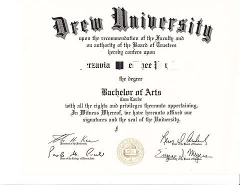 ³ѧƾDiploma from Drew University in the Unite