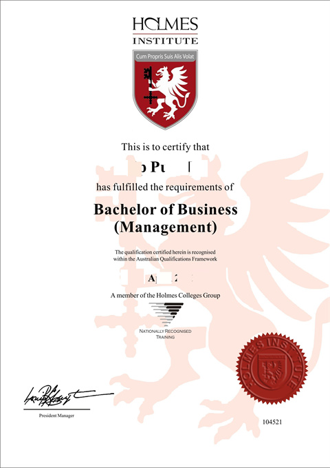 ޻ķ˹ѧԺƾDiploma from Holmes College, Australia