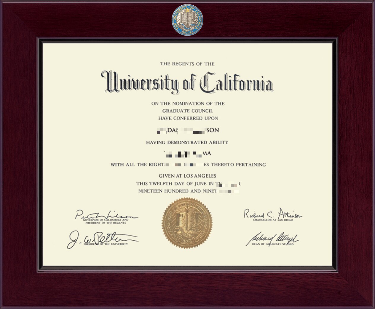ݴѧУƾDiploma from the University of Calif
