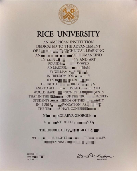 ˹ѧƾDiploma from Rice University in the Unite