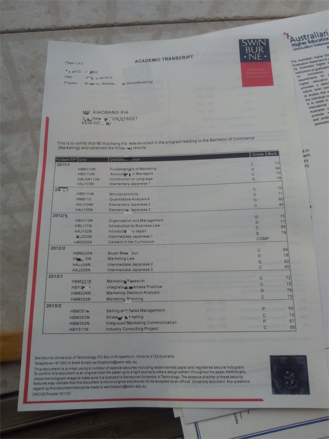 ˹ƼѧɼTranscript of Swinburne University of