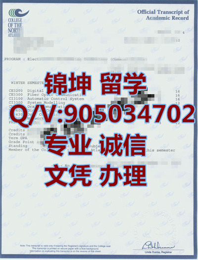 ��������ѧԺ�ɼ���,Transcript of North Atlantic College,